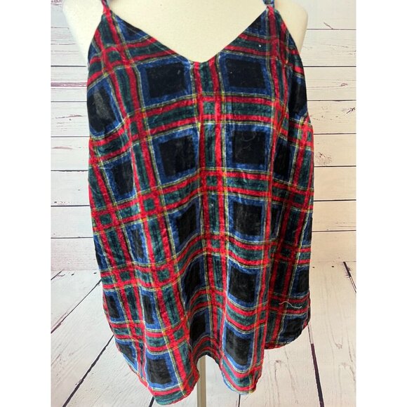 Torrid Sophie‎ Velvet Swing Cami Top 00 Plaid Holiday whimsigoth Medium Large - Picture 1 of 14